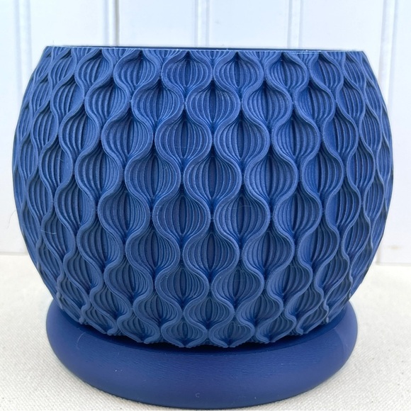 Blue Textured Vase and base 4.5” - Picture 3 of 8